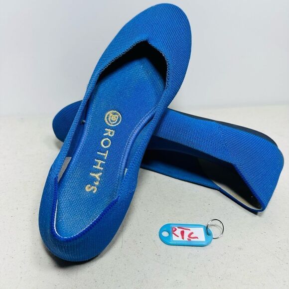 Rothy's The Flat Black Round Toe Shoes US WOMEN 7.5 EU Ballet Flat Slip On - Picture 1 of 7